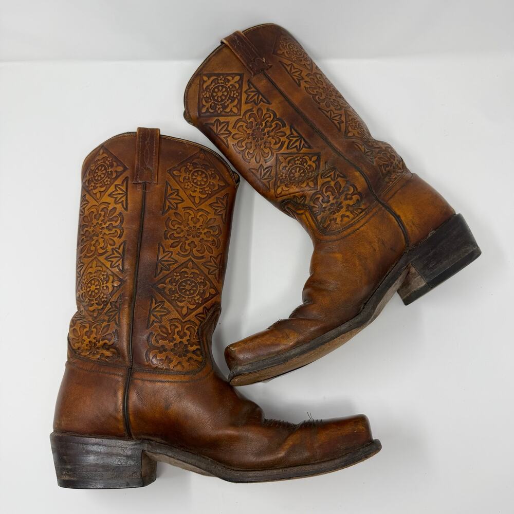 Dan Post Tooled Leather Cowboy Boots Men's10D USA